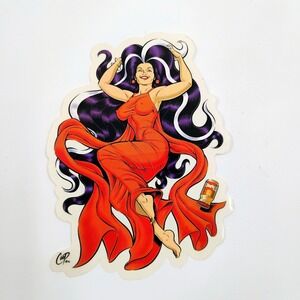 Coop Art Sexy Woman Orange Dress Sticker Decal Posterpop 90's Vintage Y2K 2000's